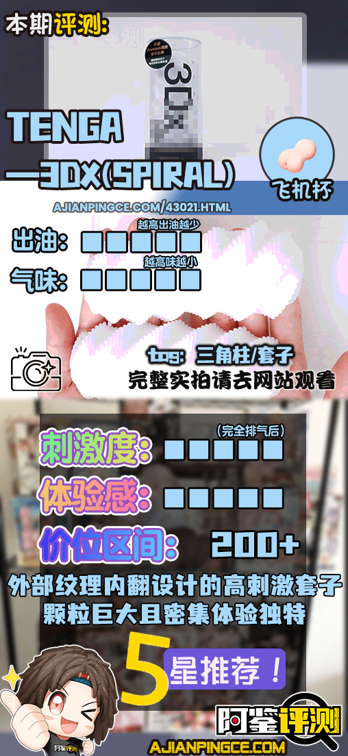 TENGA——”3DX(SPIRAL)”评测!把外层纹理内翻成通道后,竟然做出了接近完美的高密度三角柱