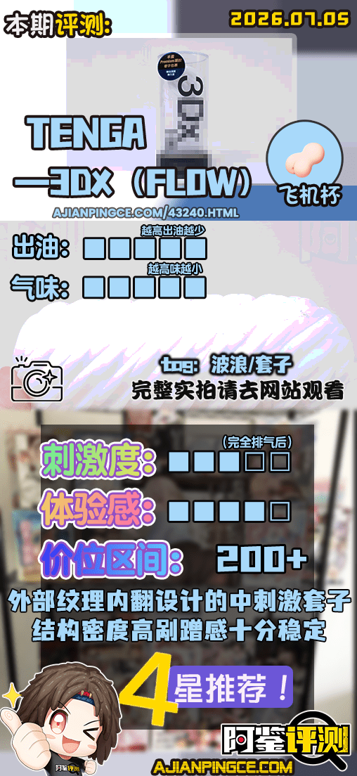 TENGA——”3DX(FLOW)”评测!依然好使的姊妹款,就是SPIRAL那股凌厉劲被磨圆了.....